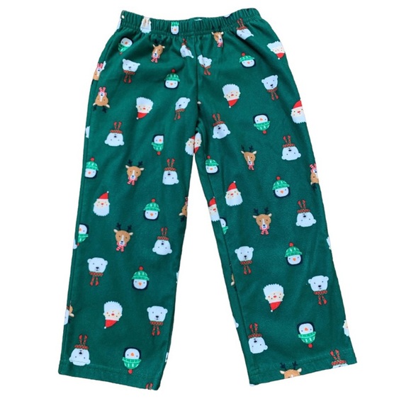 CARTERS Christmas/Festive Santa Fleece 2 Piece Button Down Pyjamas Green Boys 4T - Picture 7 of 13